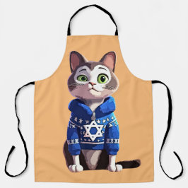 Katze in Hanukkah Sweater Schürze
