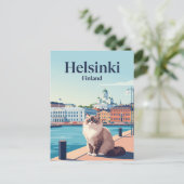 Katze in Helsinki Finnland Postkarte (Stehend Vorderseite)