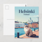 Katze in Helsinki Finnland Postkarte (Vorne/Hinten)
