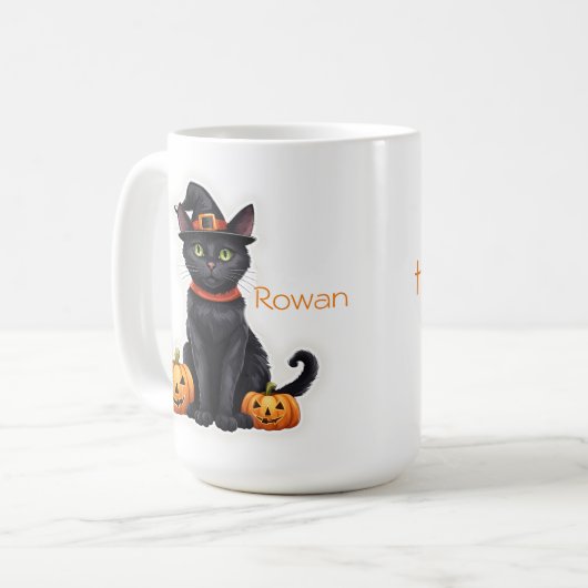 Katze in Hexenkostüm Kaffeetasse (Vorderseite Links)