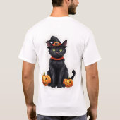 Katze in Hexenkostüm T-Shirt (Rückseite)