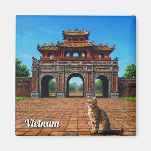 Katze in Hue Imperial City Vietnam Reisen Magnet (Vorne)