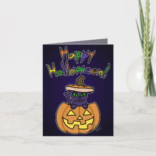 Katze in Jack-o' Lantern Halloween Card Karte