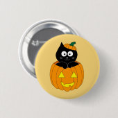 Katze in Jack O'Lantern Halloween-Button Button (Vorne & Hinten)