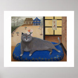 Katze in Japan Malerei Kunst Druck Poster