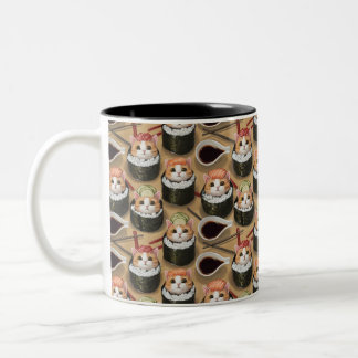 Katze in Kimbap niedliches schmackhaftes Design Zweifarbige Tasse