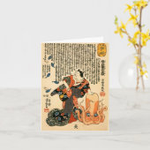 Katze in Kimono, Oktopus Kuniyoshi, Japanisch Kuns Karte (Gelbe Blume)