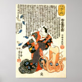 Katze in Kimono, Oktopus Kuniyoshi, Japanisch Kuns Poster (Vorne)