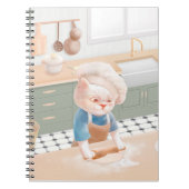 Katze in Koch, die Teig in der Küche rollt Notizblock (Vorderseite)