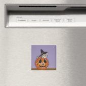 Katze in Kürbishut Magnet (In Situ (Geschirrspüler))