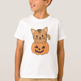 Katze in Kürbiskatzen Halloween T-Shirt
