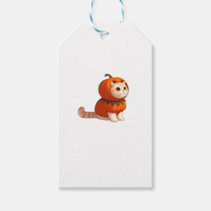Katze in Kürbiskostüm zu Halloween Geschenkanhänger