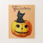 Katze in Kürbiskreide Halloween Kidlren-Puzzle Puzzle (Vertikal)