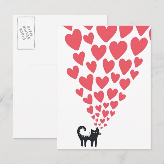 Katze in Liebe Postkarte (Vorne/Hinten)