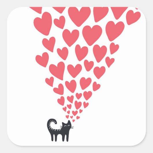 Katze in Liebe Quadratischer Aufkleber (Vorderseite)
