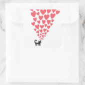 Katze in Liebe Quadratischer Aufkleber (Tasche)