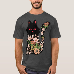 Katze In Lotus Tattoo farbige Katze mit Blume T-Shirt