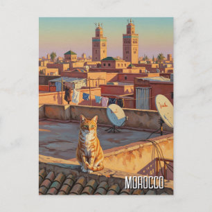 Katze in Marrakesch Marokko Reisen Postkarte