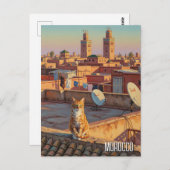 Katze in Marrakesch Marokko Reisen Postkarte (Vorne/Hinten)