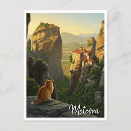 Katze in Meteora Griechenland Reisen Postkarte