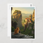 Katze in Meteora Griechenland Reisen Postkarte (Vorne/Hinten)