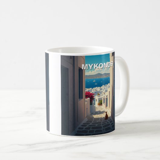 Katze in Mykonos Greece Cyclades Travel Kaffeetasse (VorderseiteRechts)