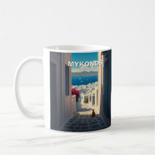 Katze in Mykonos Greece Cyclades Travel Kaffeetasse