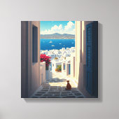 Katze in Mykonos Greece Cyclades Travel Leinwanddruck (Vorderseite)