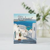Katze in Mykonos Greece Cyclades Travel Postkarte (Stehend Vorderseite)