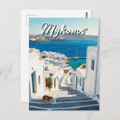 Katze in Mykonos Greece Cyclades Travel Postkarte (Vorne/Hinten)