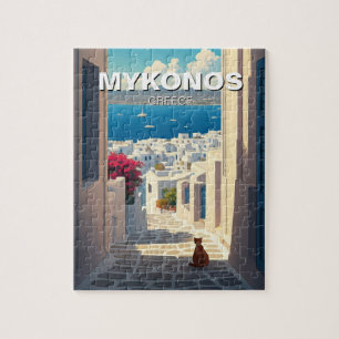 Katze in Mykonos Greece Cyclades Travel Puzzle
