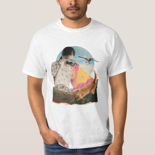 Katze in Naturfotografen Collage T-Shirt (Vorderseite)