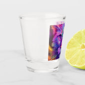 Katze in Neonfarben Schnapsglas (Links)