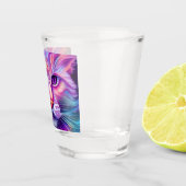 Katze in Neonfarben Schnapsglas (Rechts)