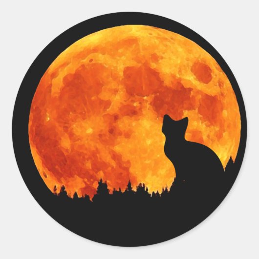 Katze in orangefarbenem Mond Runder Aufkleber (Vorderseite)