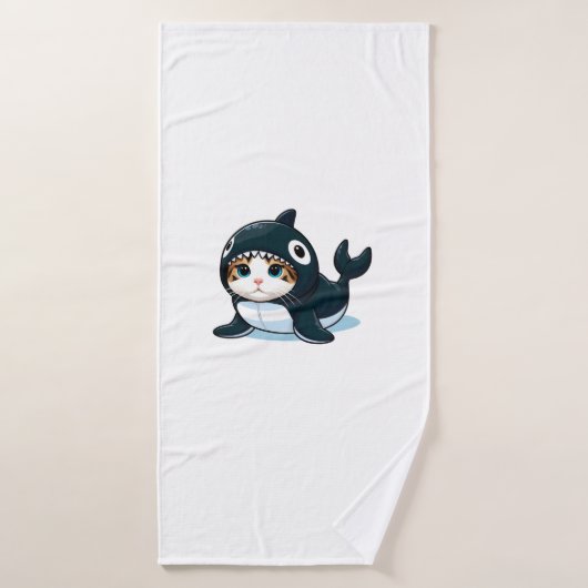 Katze in Orca Kostüm Badehandtuch (Badehandtuch)
