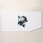 Katze in Orca Kostüm Badehandtuch (Badehandtuch)