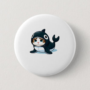 Katze in Orca Kostüm Button
