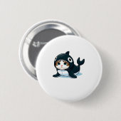 Katze in Orca Kostüm Button (Vorne & Hinten)