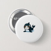 Katze in Orca Kostüm Button (Vorne & Hinten)