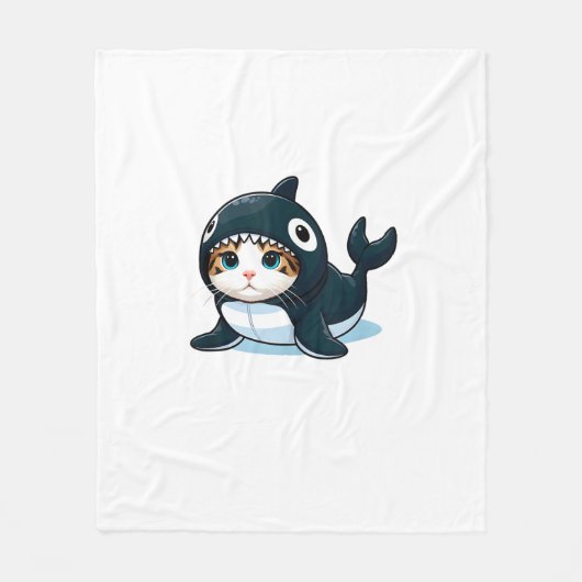 Katze in Orca Kostüm Fleecedecke (Vorderseite)