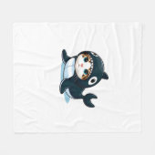 Katze in Orca Kostüm Fleecedecke (Vorderseite (Horizontal))
