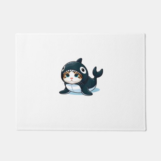 Katze in Orca Kostüm Fußmatte (Vorderseite)