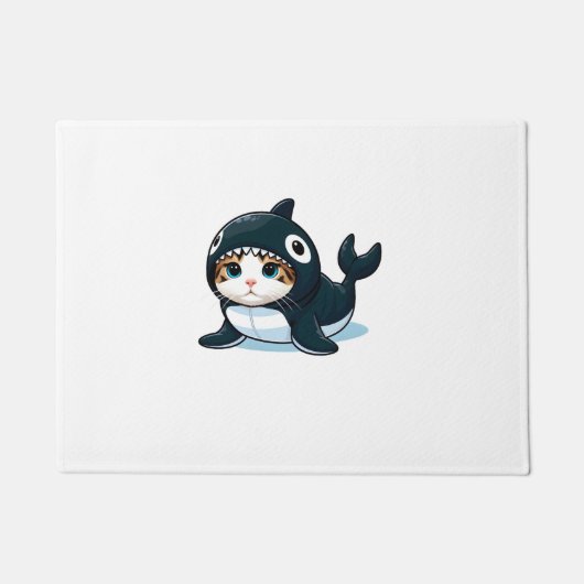 Katze in Orca Kostüm Fußmatte (Vorderseite)