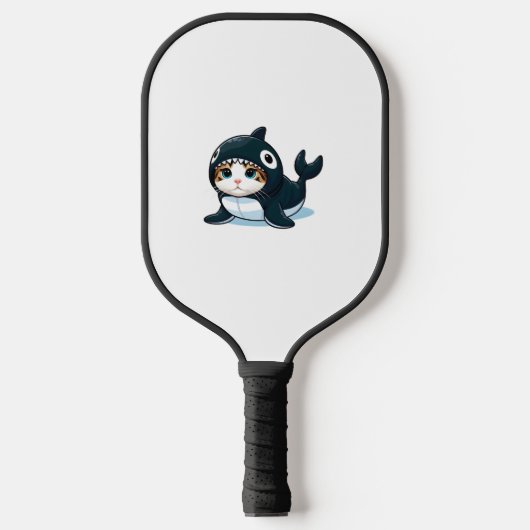 Katze in Orca Kostüm Pickleball Schläger (Vorderseite)