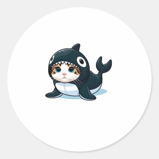 Katze in Orca Kostüm Runder Aufkleber (Vorderseite)