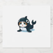 Katze in Orca Kostüm Schaumweinetikett (Einzelnes Label)
