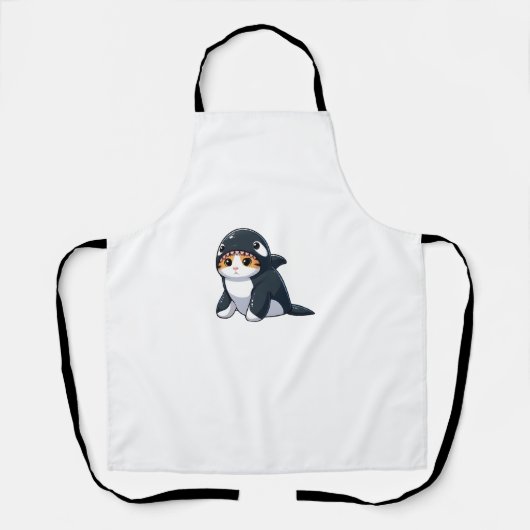 Katze in Orca Kostüm Schürze (Vorderseite)