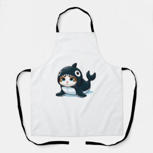 Katze in Orca Kostüm Schürze
