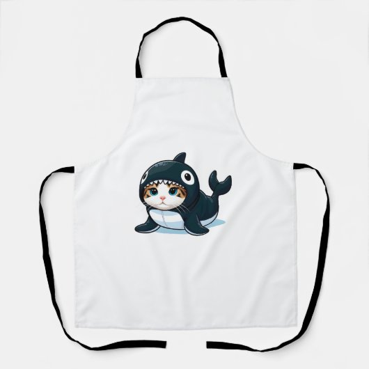Katze in Orca Kostüm Schürze (Vorderseite)